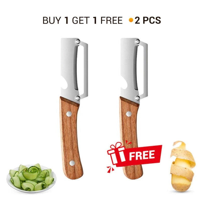 Zero Snag Wooden Peeler for Kitchen Tool,Premium 2-in-1 Multifunctional Fruit & Vegetable Peeler -  Pack of 2